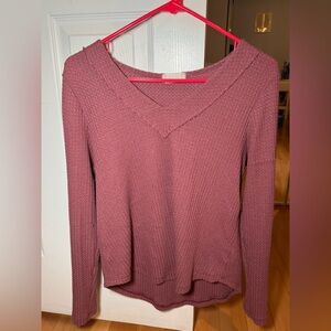 Altar’d State Pink V-neck Thermal Top